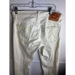Levis 527 Low Boot Cut White Distressed Jeans‎ Mens 30x30 Contrast Stitching